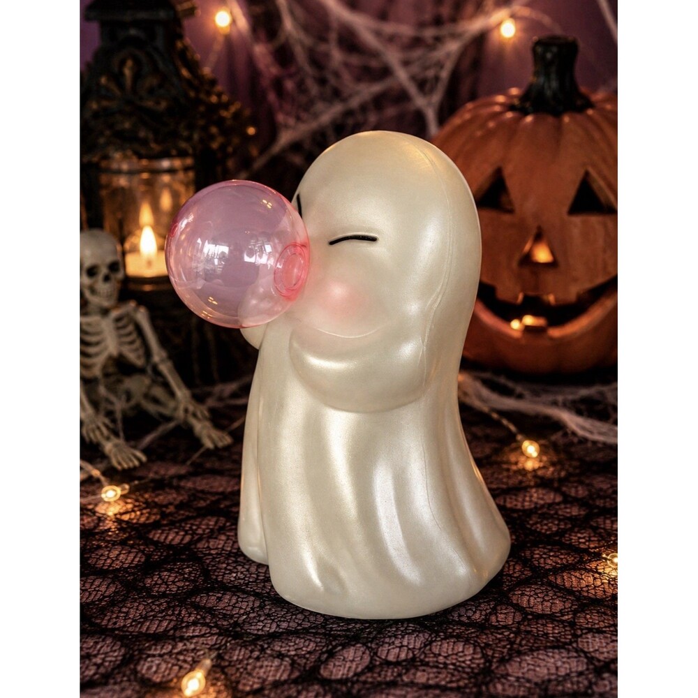 Blow Mold Ghost Squinty Eyes Blowing Bubble Halloween Viral TikTok Kitsch D.G